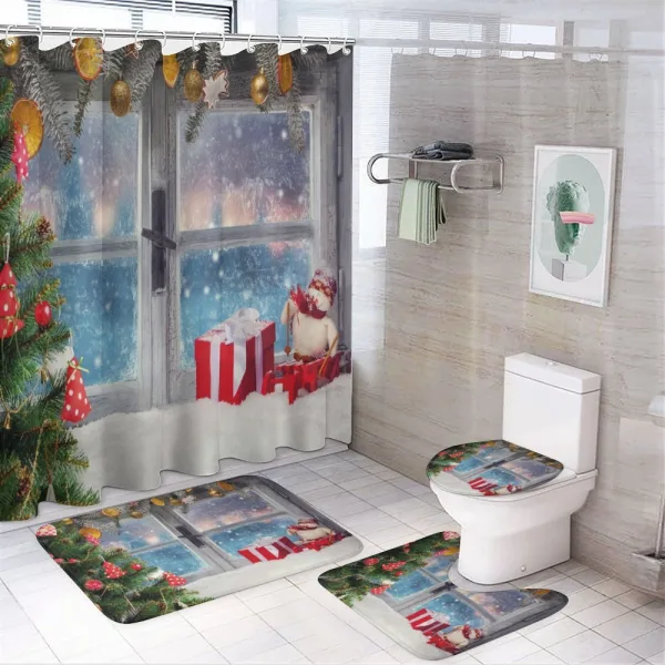 Noel Tree Gift Snowman on a shower curtain