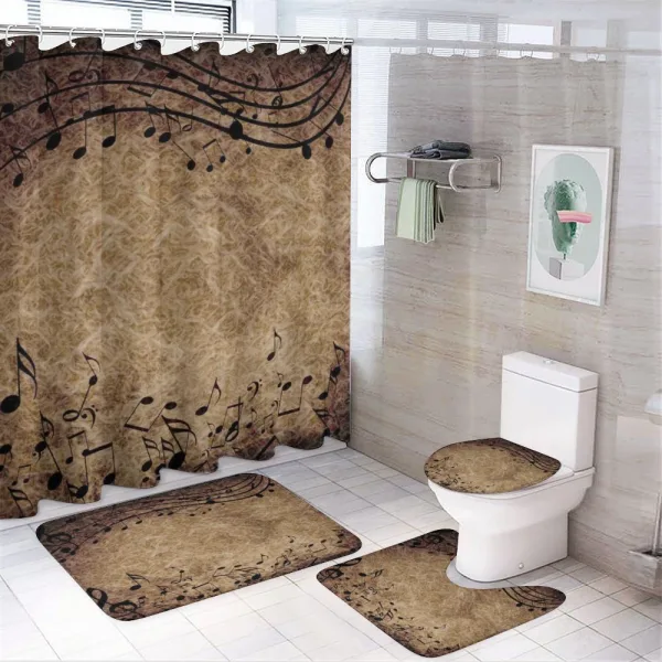 Notes with Sheet Monochrome on a shower curtain