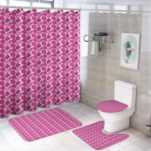 Pink Color Palette Leaves on a shower curtain