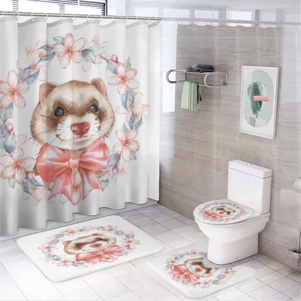 Portrait with Ribbon Wreath on a shower curtain