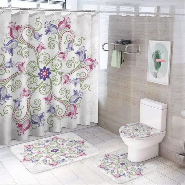 Round Flower Frame on a shower curtain