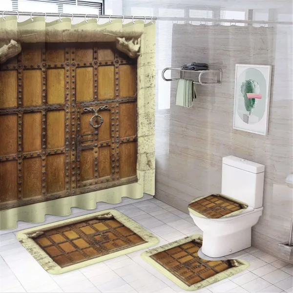 Rustic Style Door Design on a shower curtain