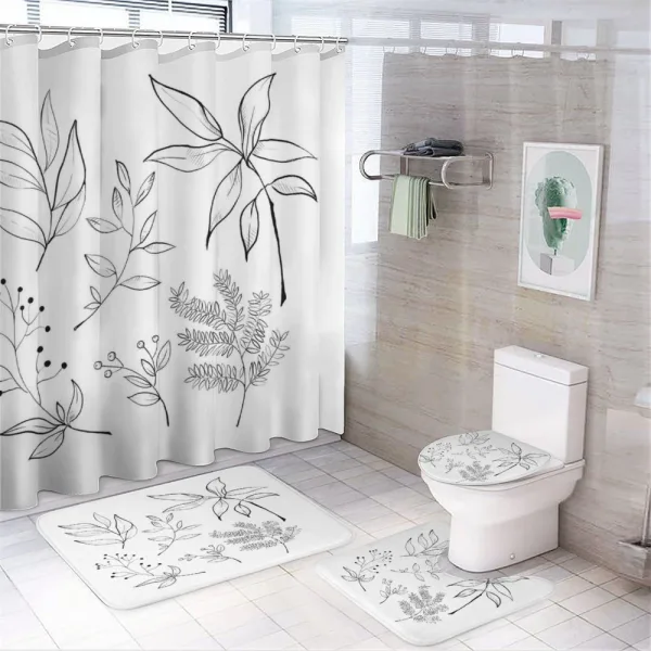 Sketched Botanical Theme on a shower curtain