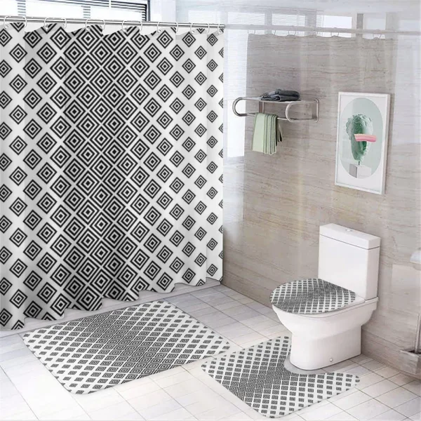 Square Shape Geometric on a shower curtain