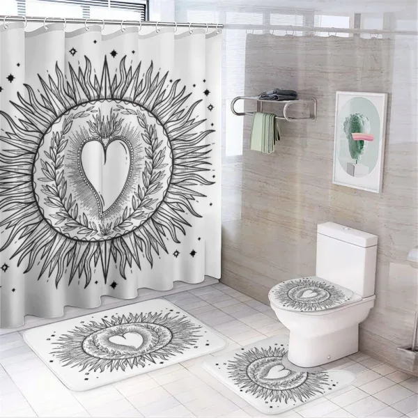 Sun with Heart Art on a shower curtain