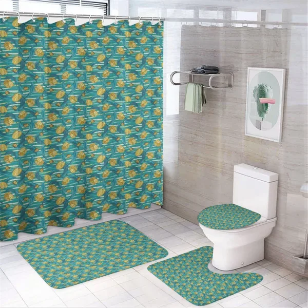 Tulip Flowers and Mosaic Art on a shower curtain