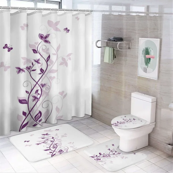 Violet Tree Blossoms on a shower curtain