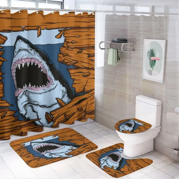 Wild Fish Wooden Plank on a shower curtain