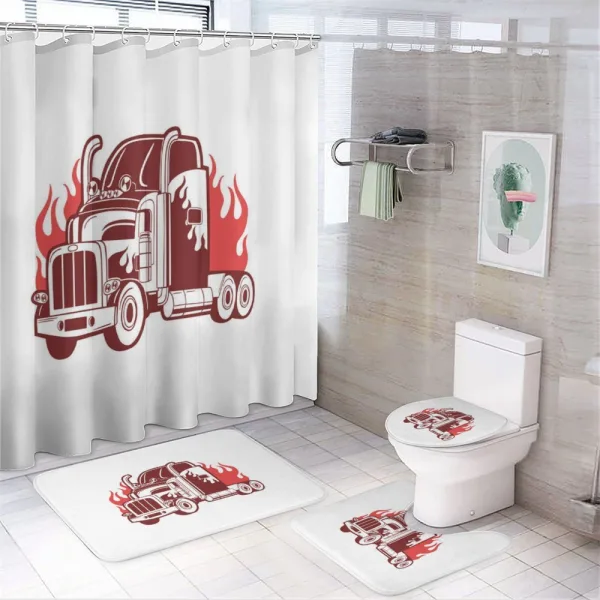 18 Wheeler Silhouette on a shower curtain