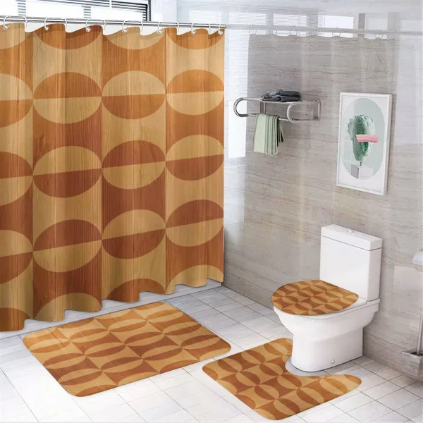 Abstract Oak Planks on a shower curtain