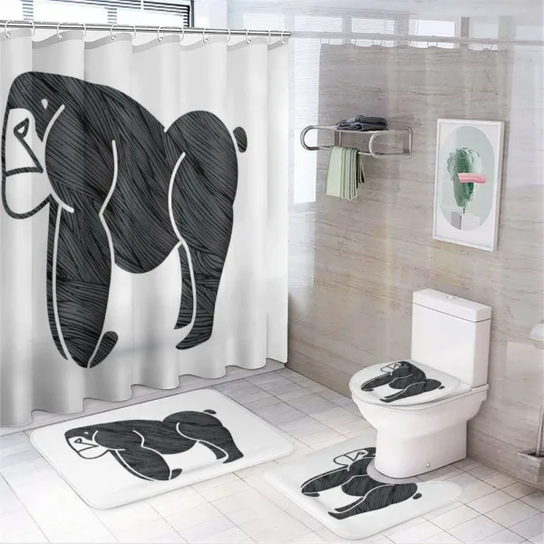 Angry Graphic Ape Standing on a shower curtain