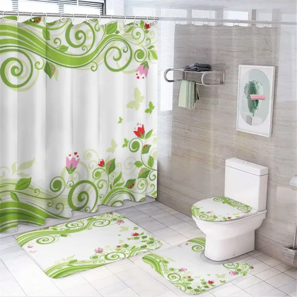 Blossoming Stripes on a shower curtain