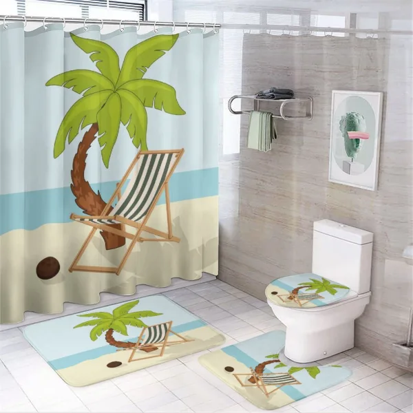 Cartoon Style Palm Tree on a shower curtain