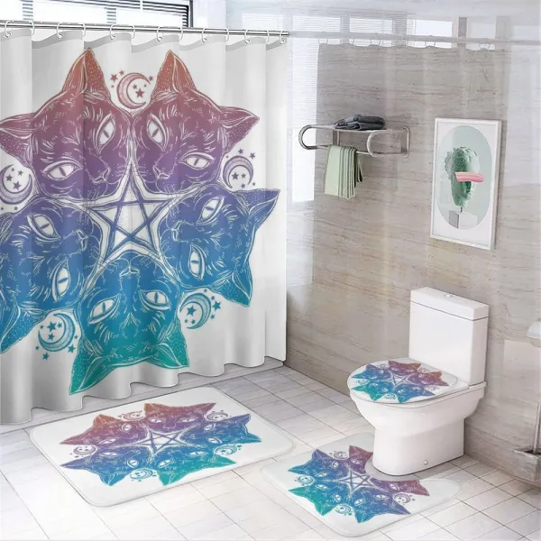 Cats Mandala Design on a shower curtain
