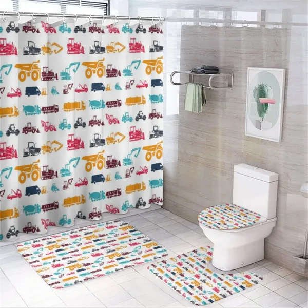 Colorful Trucks on a shower curtain