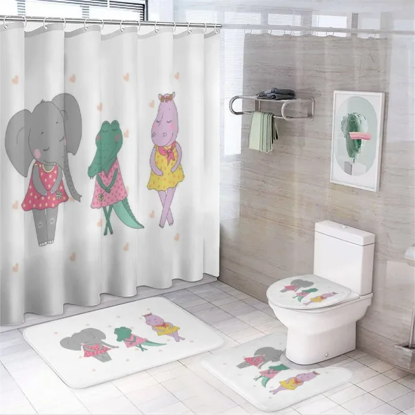 Elephant Girl Polka Dress on a shower curtain