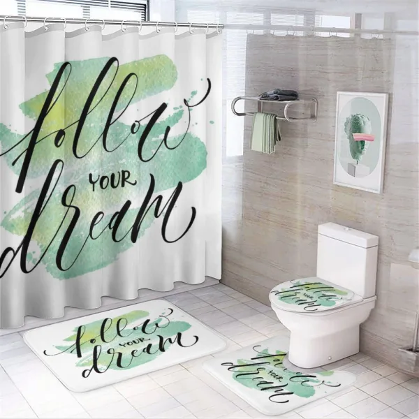 Green Brush Stoke Watercolor on a shower curtain