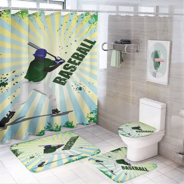 Grunge Baseball Pop Art on a shower curtain