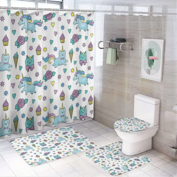 Hearts Stars Floral on a shower curtain