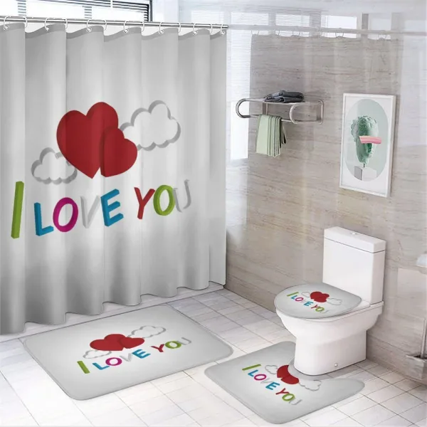 Letters Clouds Heart on a shower curtain