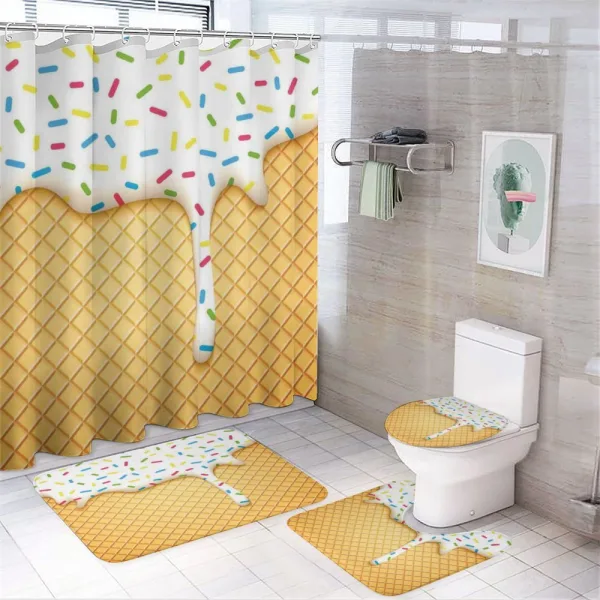 Melting Ice Cream Cones on a shower curtain