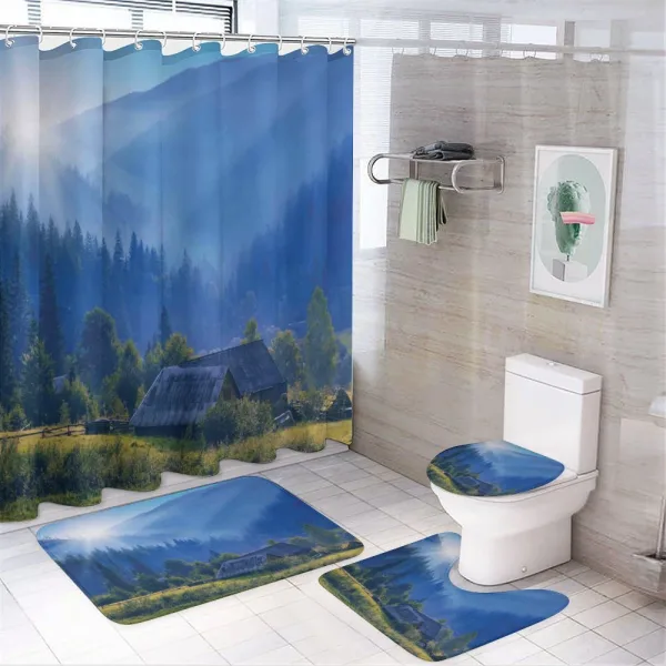 Mountain Village Ukraine on a shower curtain