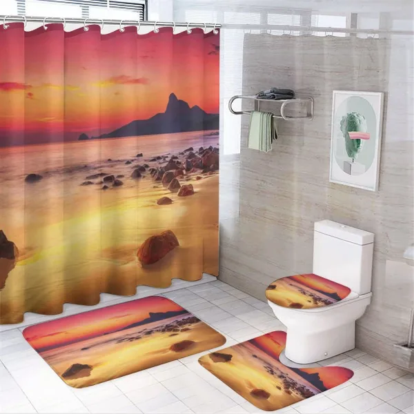 Mystic Sunrise over Sea on a shower curtain