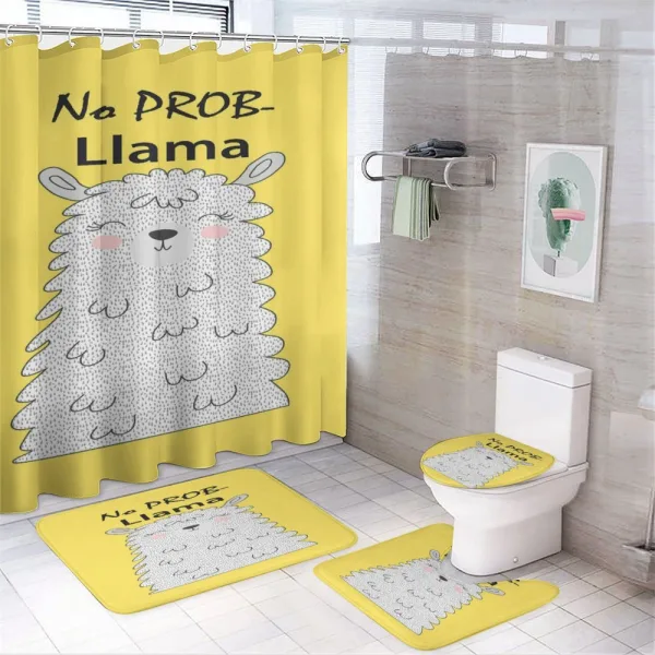 No Prob-llama Humorous Design on a shower curtain