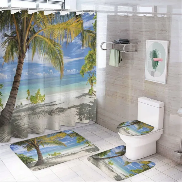 Palm Trees Coastline on a shower curtain