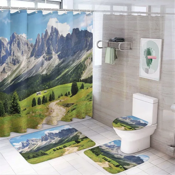 Pathway to Forest Alps on a shower curtain