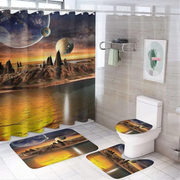 Planet Sci Fi Fantasy Art on a shower curtain