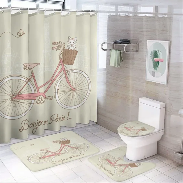Postcard from Paris Bicycle on a shower curtain