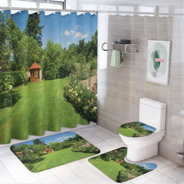 Roses Pathway Gazebo on a shower curtain