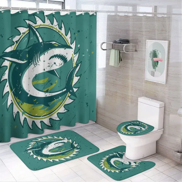 Shark Hunter Marine Art on a shower curtain