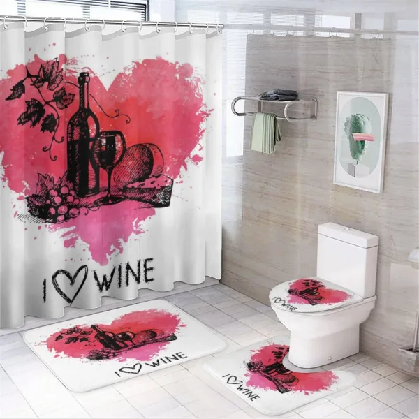 Sketch Watercolor Heart on a shower curtain
