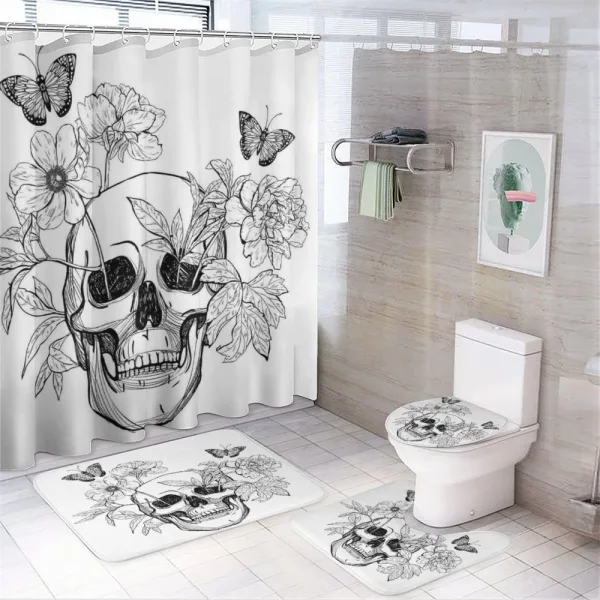 Skulls Butterflies on a shower curtain