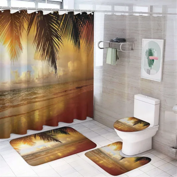Sunset Caribbean Palms on a shower curtain