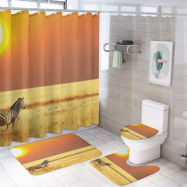 Tropical Animal Sunset on a shower curtain