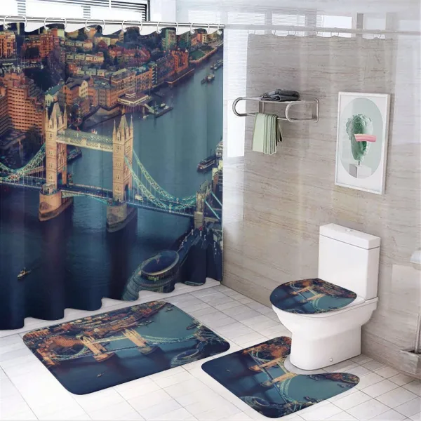 Vintage British River UK on a shower curtain