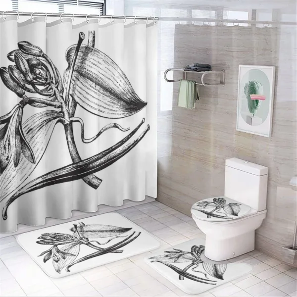 Vintage Engraved Flower Art on a shower curtain
