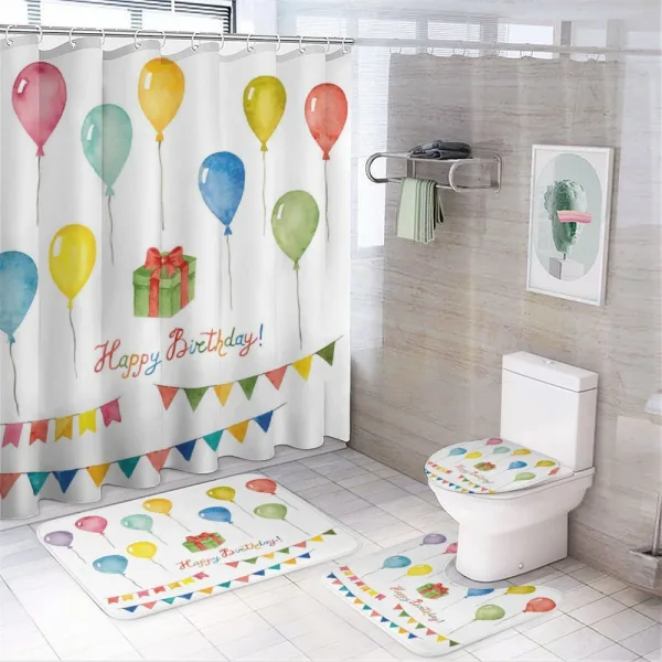 Watercolor Birthday on a shower curtain