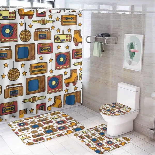 90s Theme Retro on a shower curtain