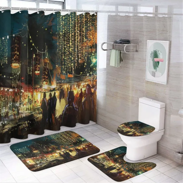 City Street Colorful Art on a shower curtain