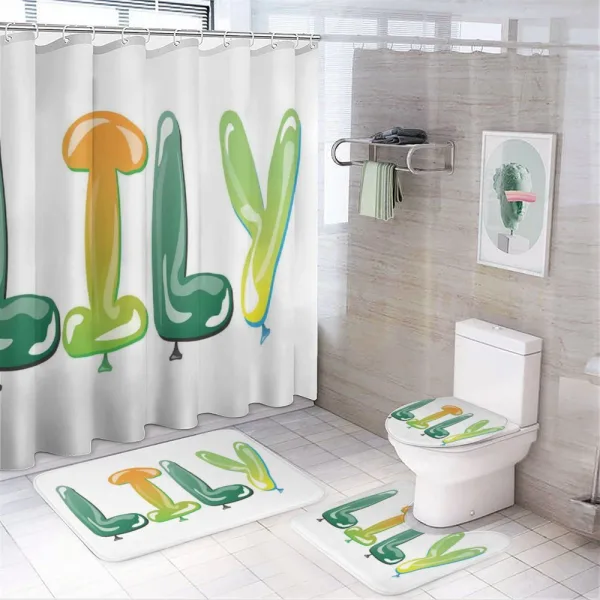 Common Girl Name Balloons on a shower curtain