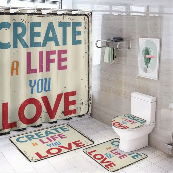 Create a Life You Love Text on a shower curtain