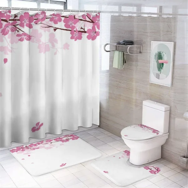 Falling Flower Motif on a shower curtain