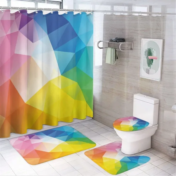 Fractal Colored Lines on a shower curtain