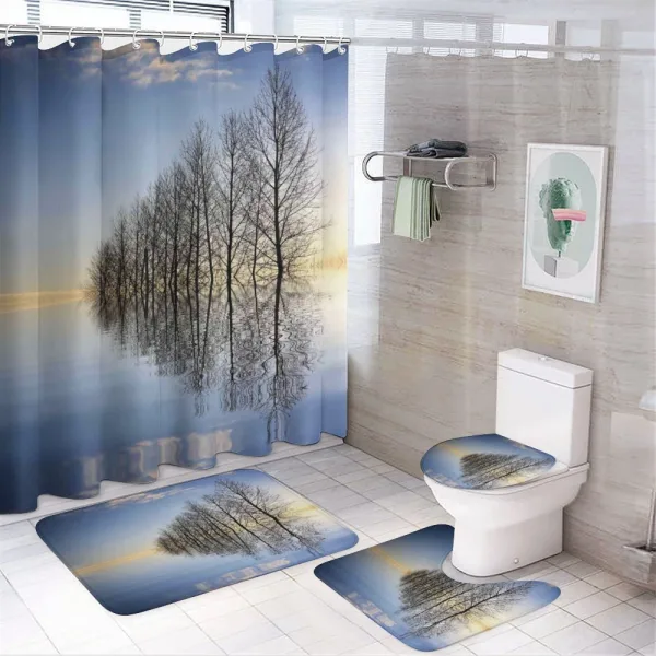 Frozen Lake in Nature on a shower curtain