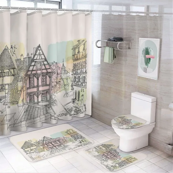 Historic Nuremberg Scene on a shower curtain
