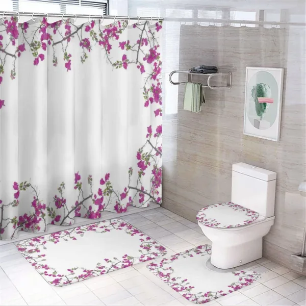 Leaves Buds and Branches on a shower curtain